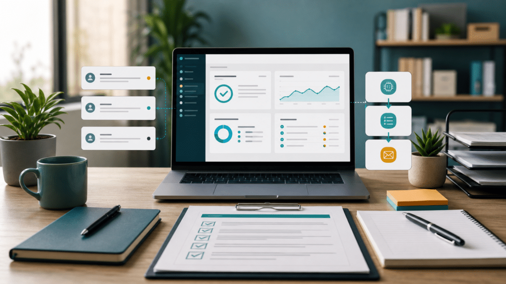 Agency maintenance dashboard showing AI form review and client reporting workflow