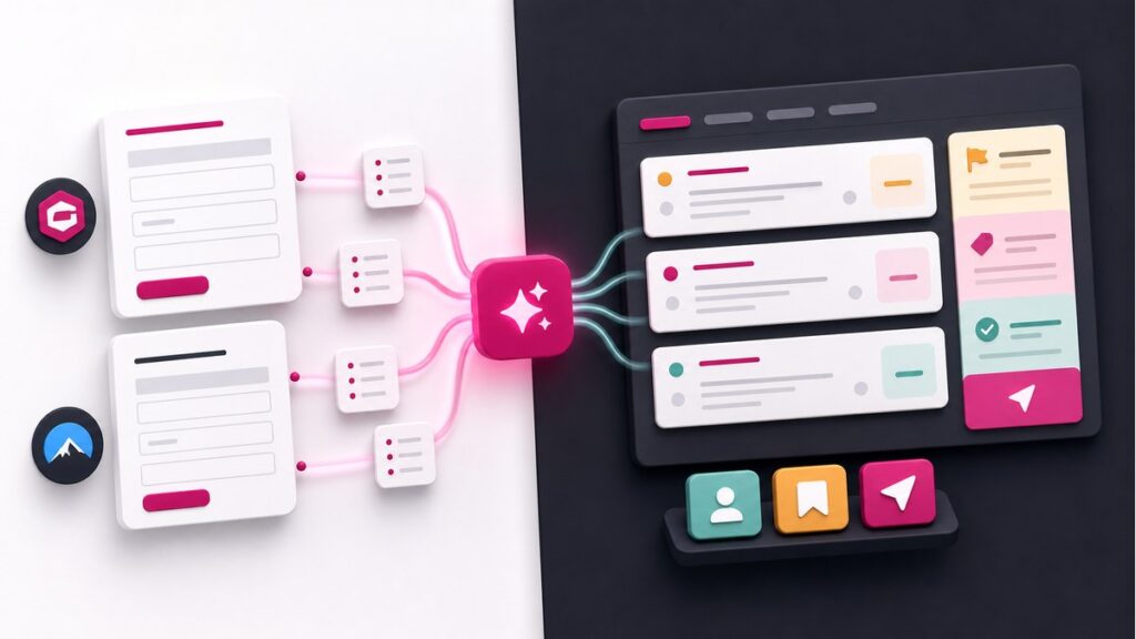 AI review layer connecting existing WordPress form submissions to review notes and handoff actions