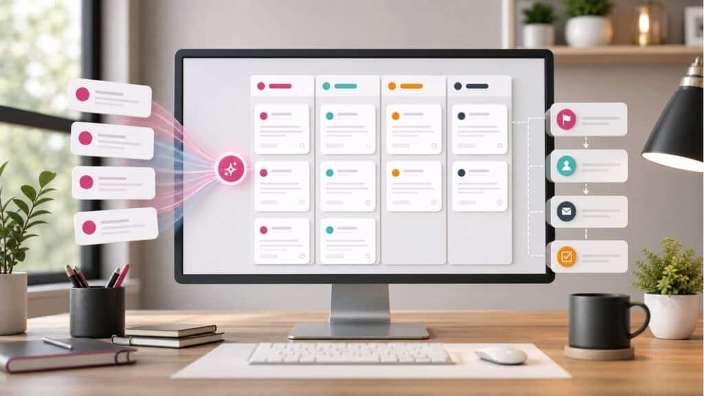 AI-assisted WordPress form submissions arranged into a staff handoff board