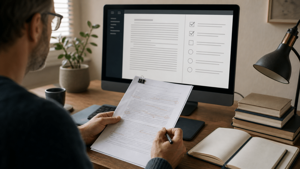 WordPress editor reviewing a guest post submission against a clear editorial checklist