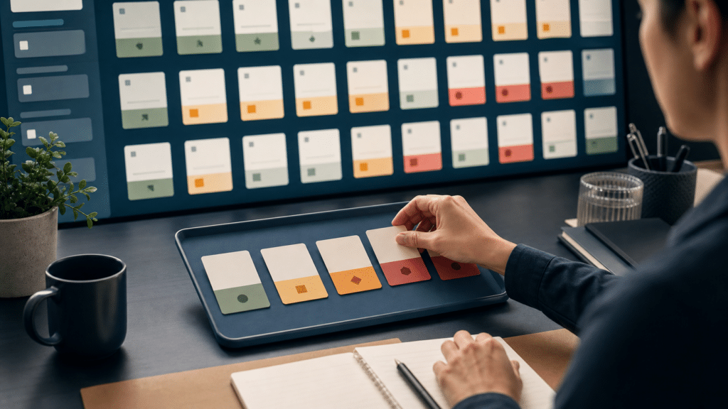 A human reviewer inspects selected form result cards from a larger submission stream
