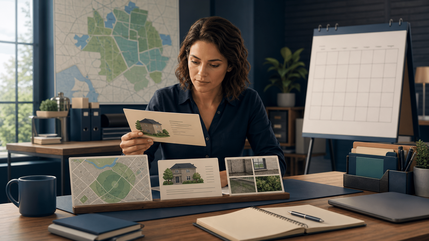 An installation coordinator reviews a service request brief before placing work on a calendar