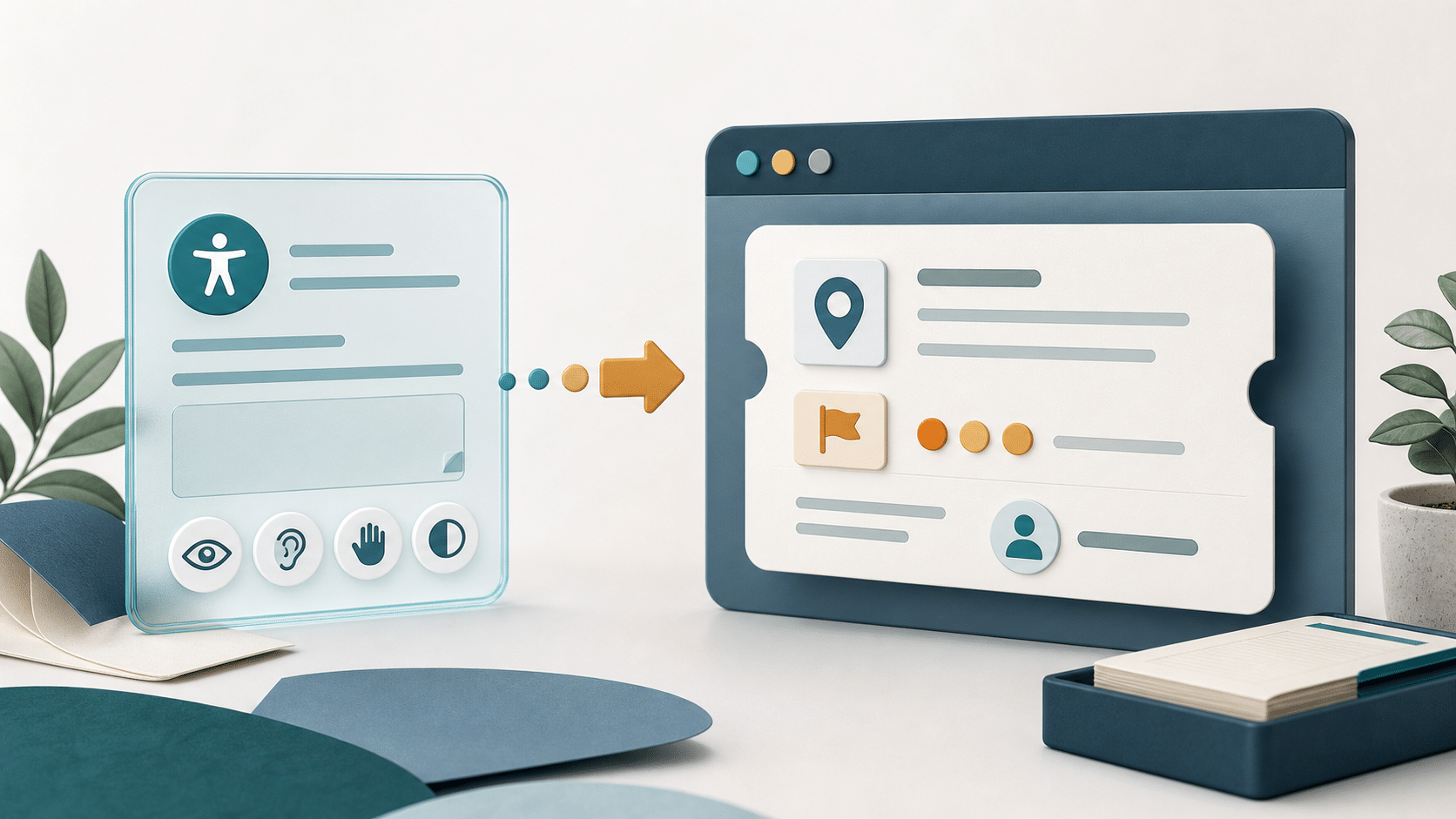Accessibility feedback form becoming a structured repair ticket with location, priority, and owner cues
