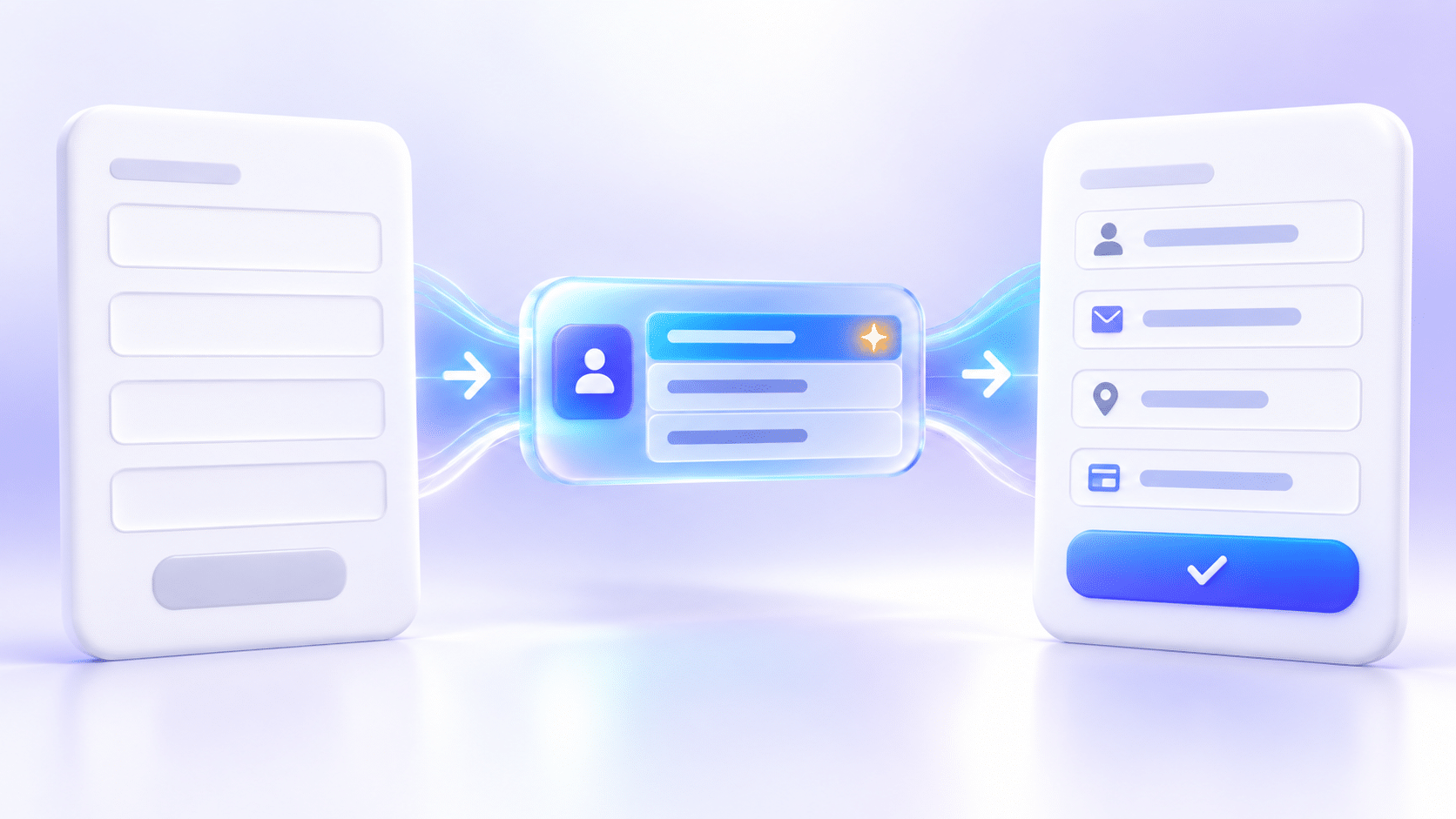 Blank contact form flowing through browser autofill into a completed form